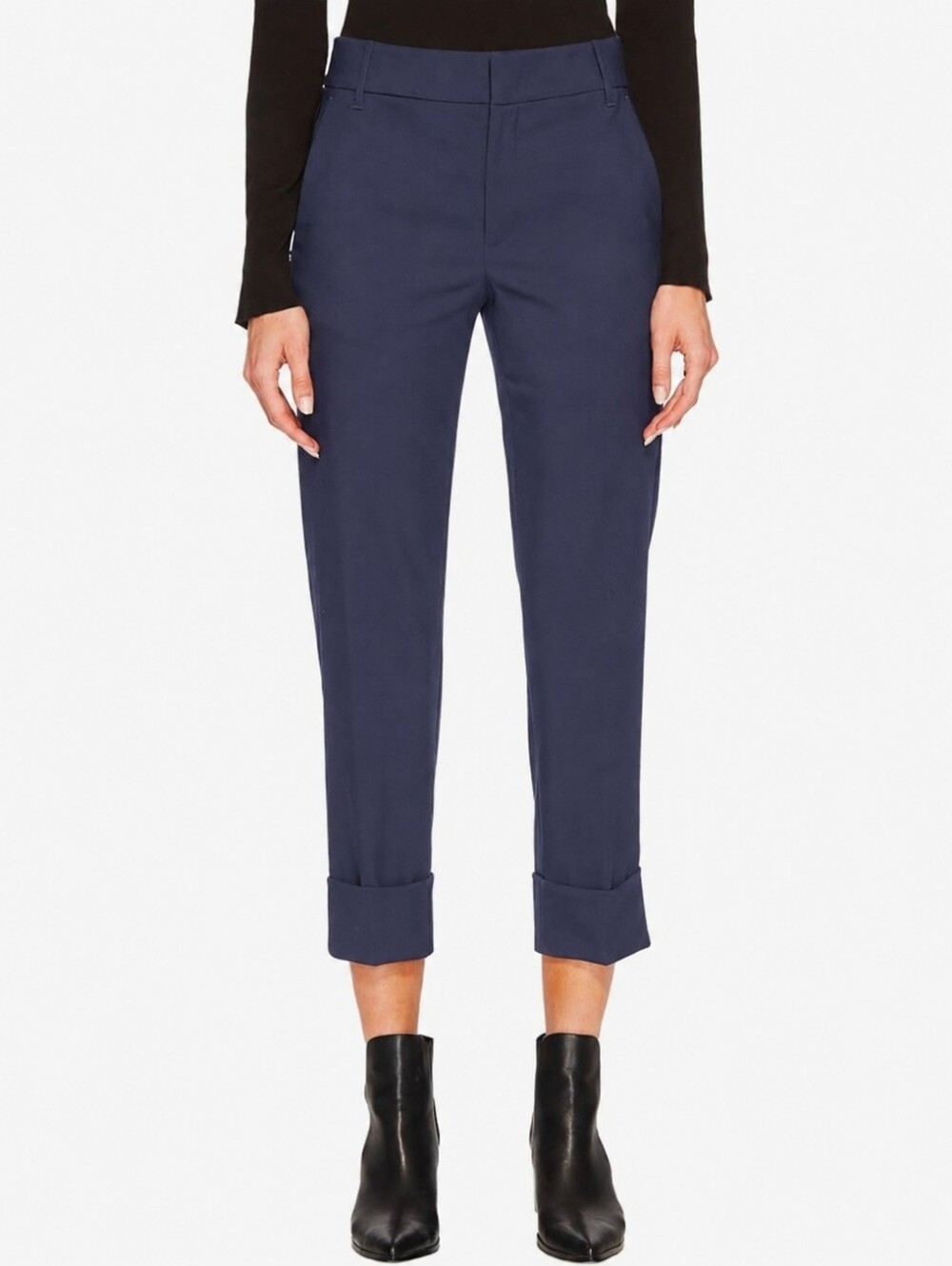 ❤️ VINCE ITALIAN CREPE COIN POCKET CUFFED TROUSERS PANTS / TROUSERS, NAVY BLUE 6